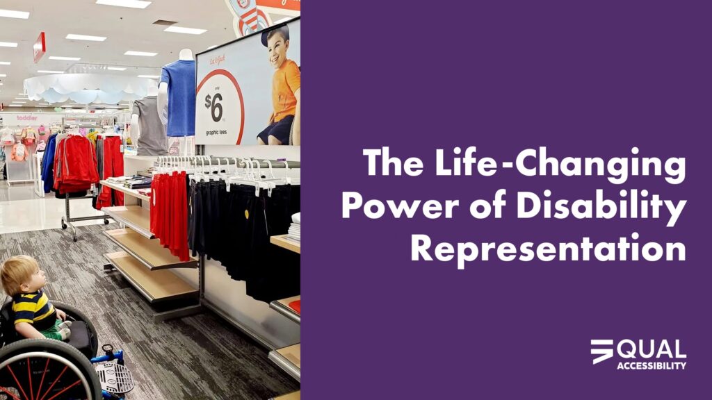 Disability Representation at a Target store - boy in wheelchair sees an advertisement of another boy in a wheelchair