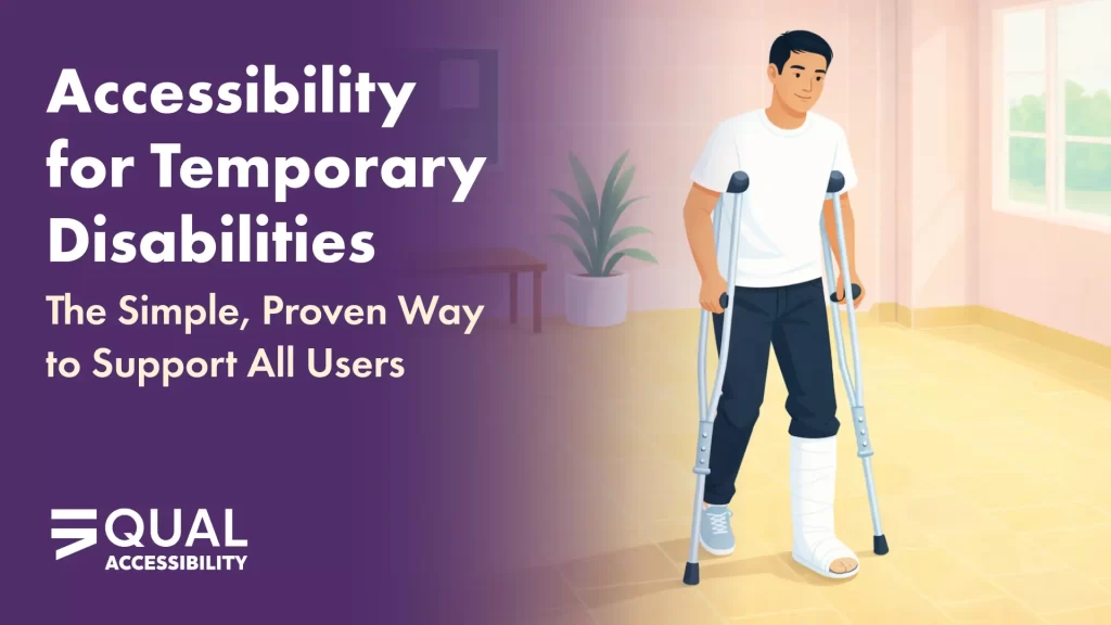 Accessibility for Temporary Disabilities - Man walking with a cast and crutches